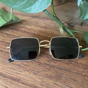 Gold and Black Square Sunglasses